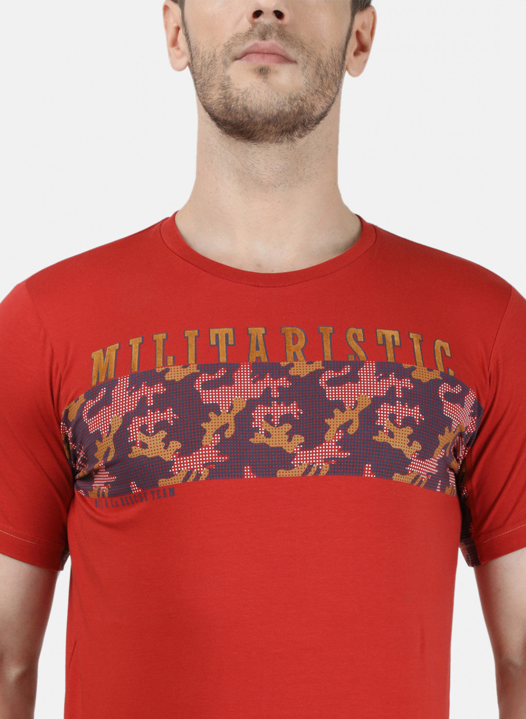 Mens Red Printed T-Shirt