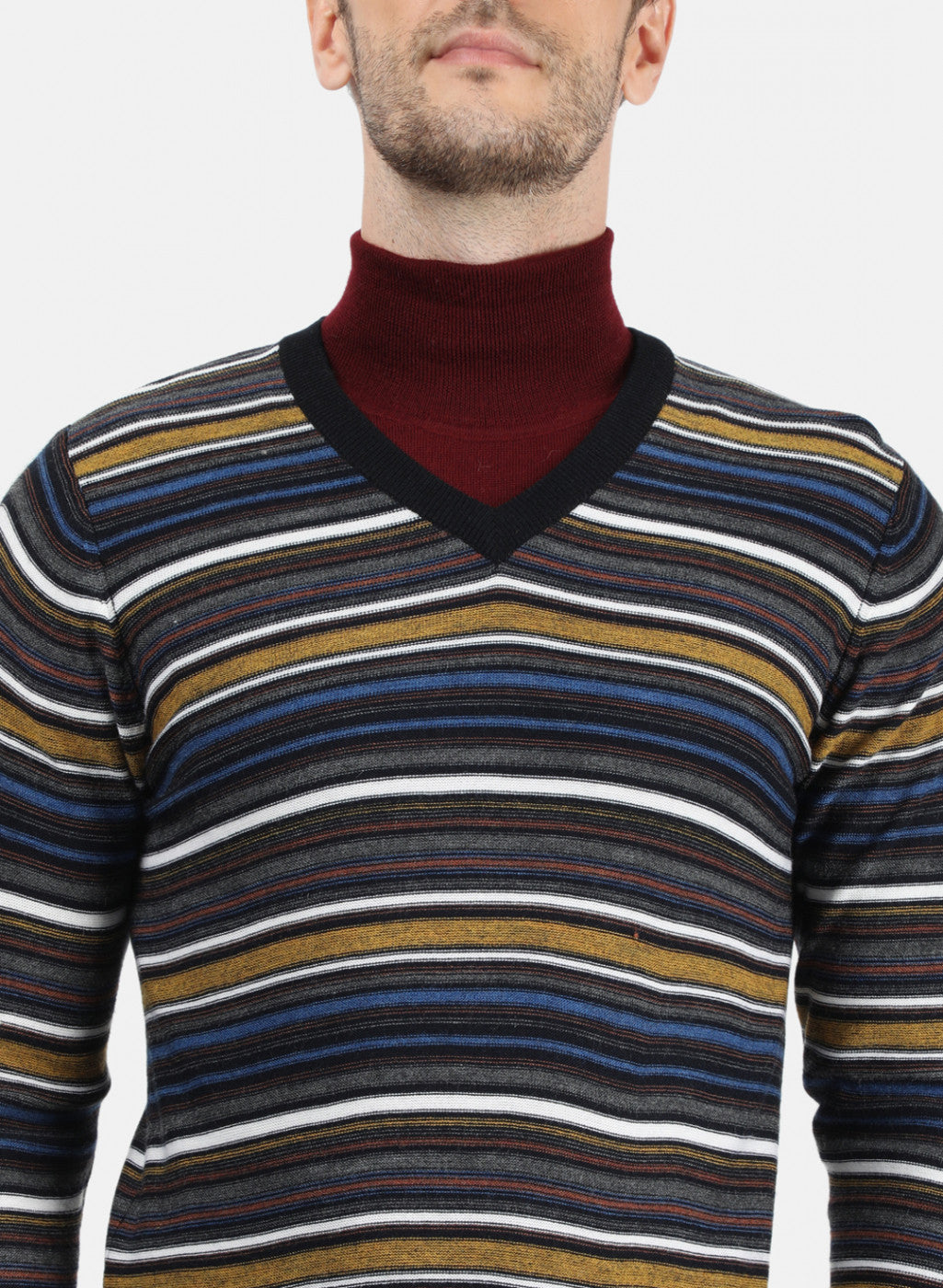 Men Multicolor Solid Pullover