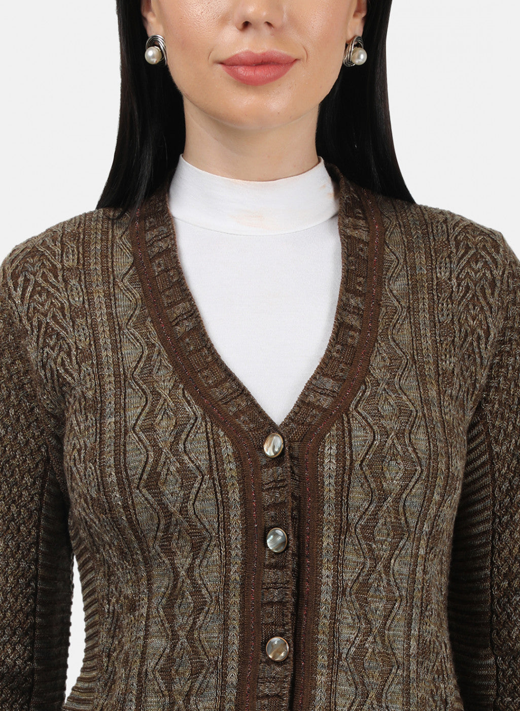Women Brown Solid Cardigan