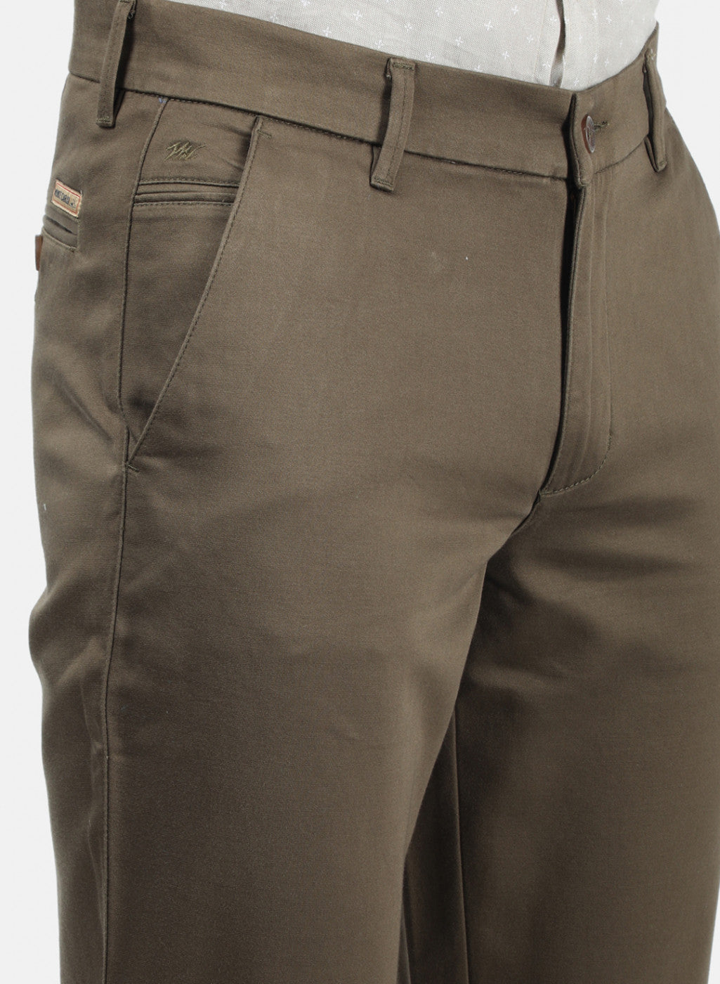 Men Olive Plain Trousers