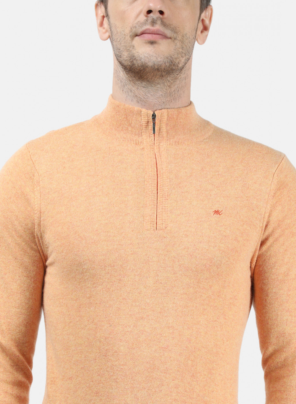 Men Light Orange Solid Pullover