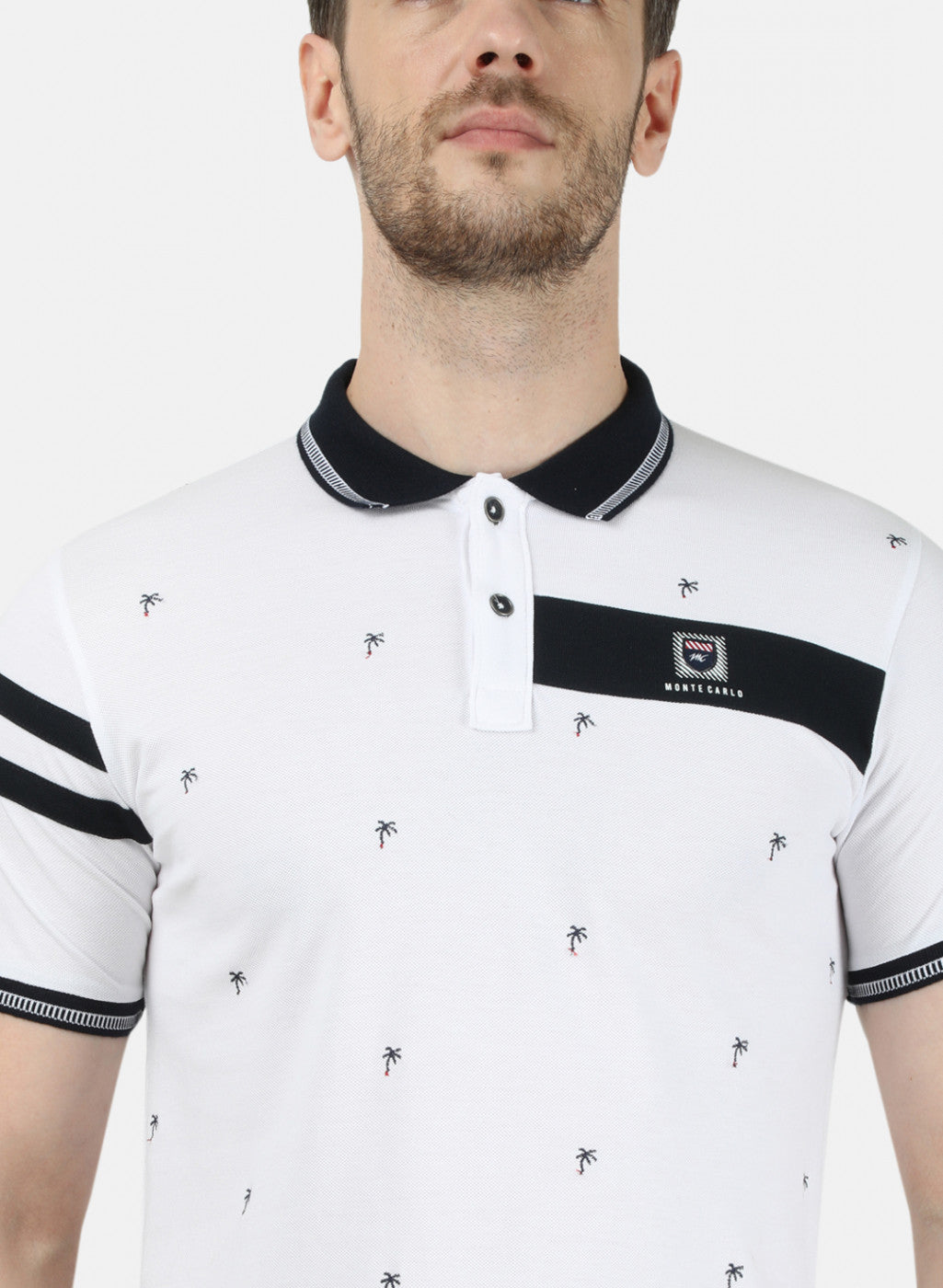 Mens White Plain Collar T-Shirts