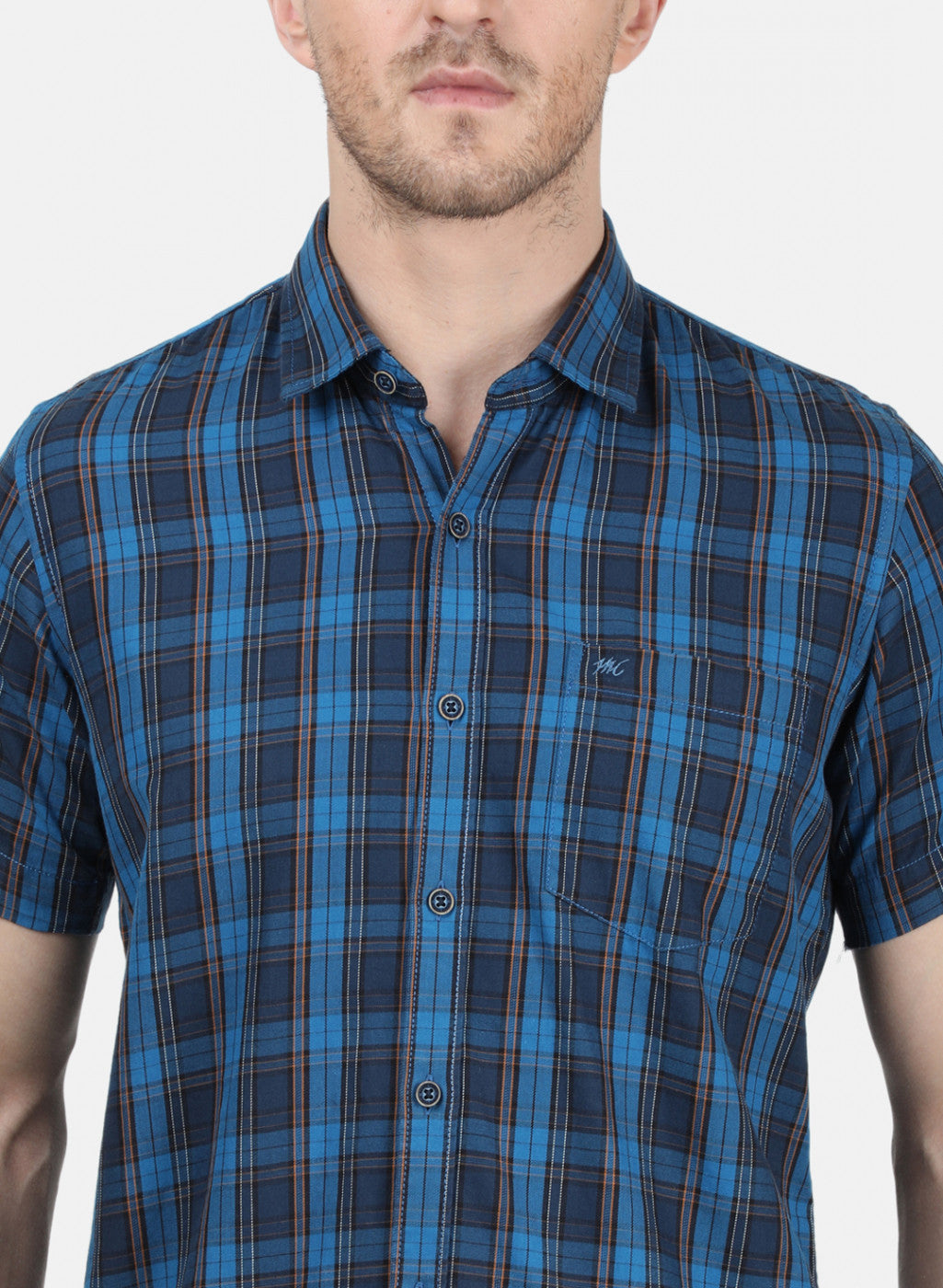 Mens Blue Check Shirt
