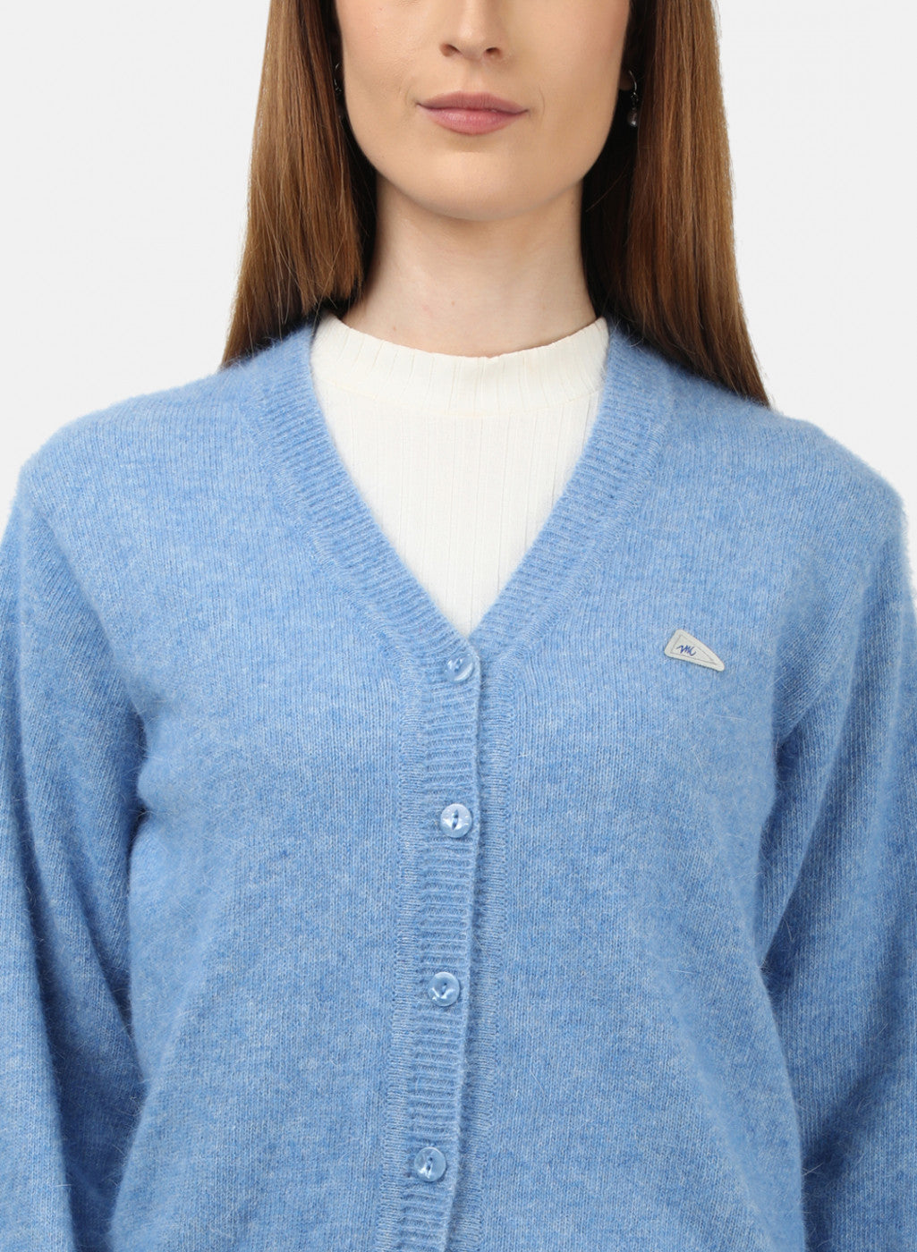 Women Blue Solid Cardigan