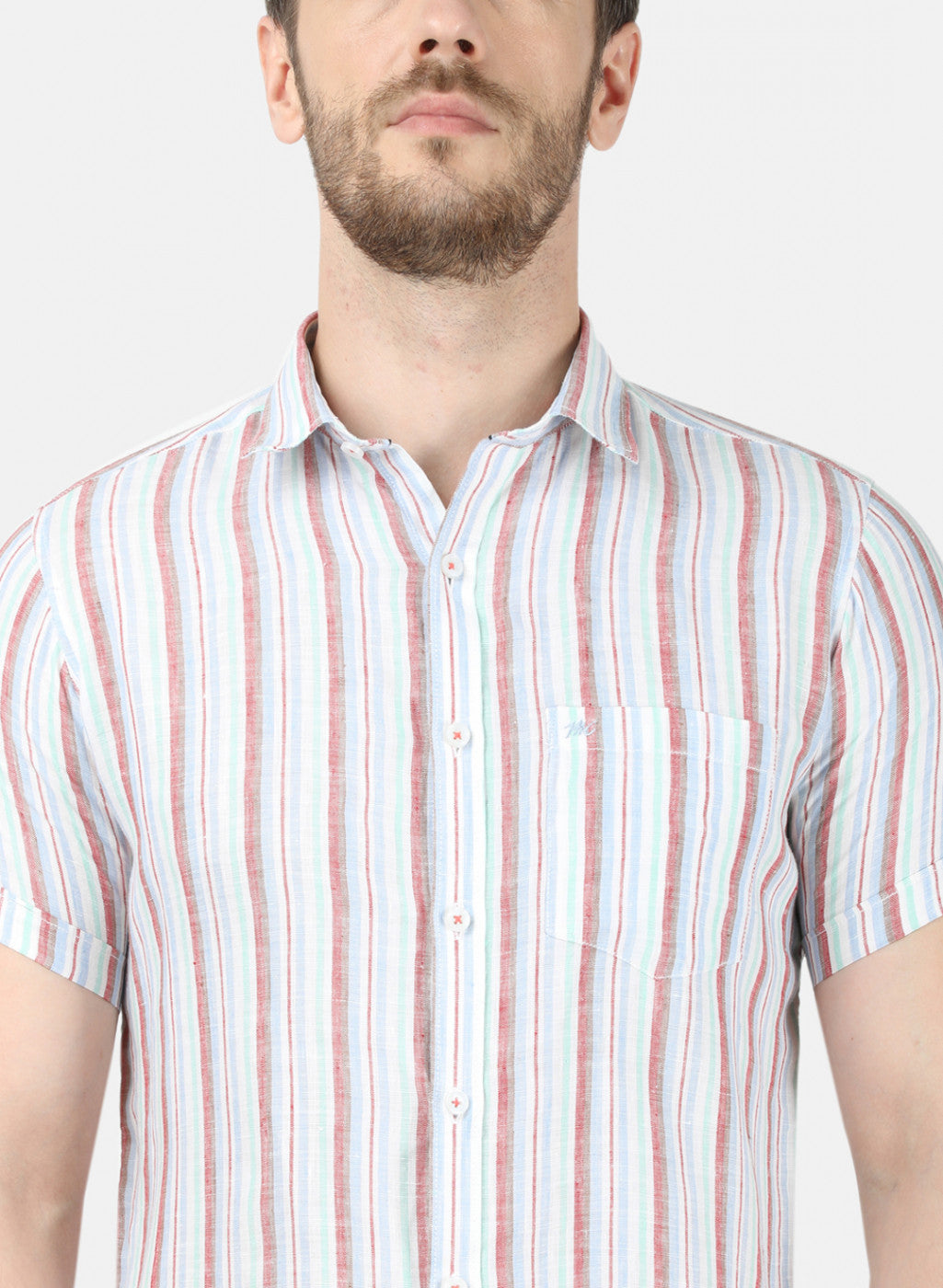Mens Orange Stripe Linen Shirt