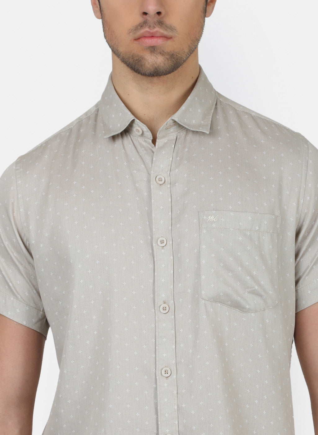 Men Beige Printed Shirts