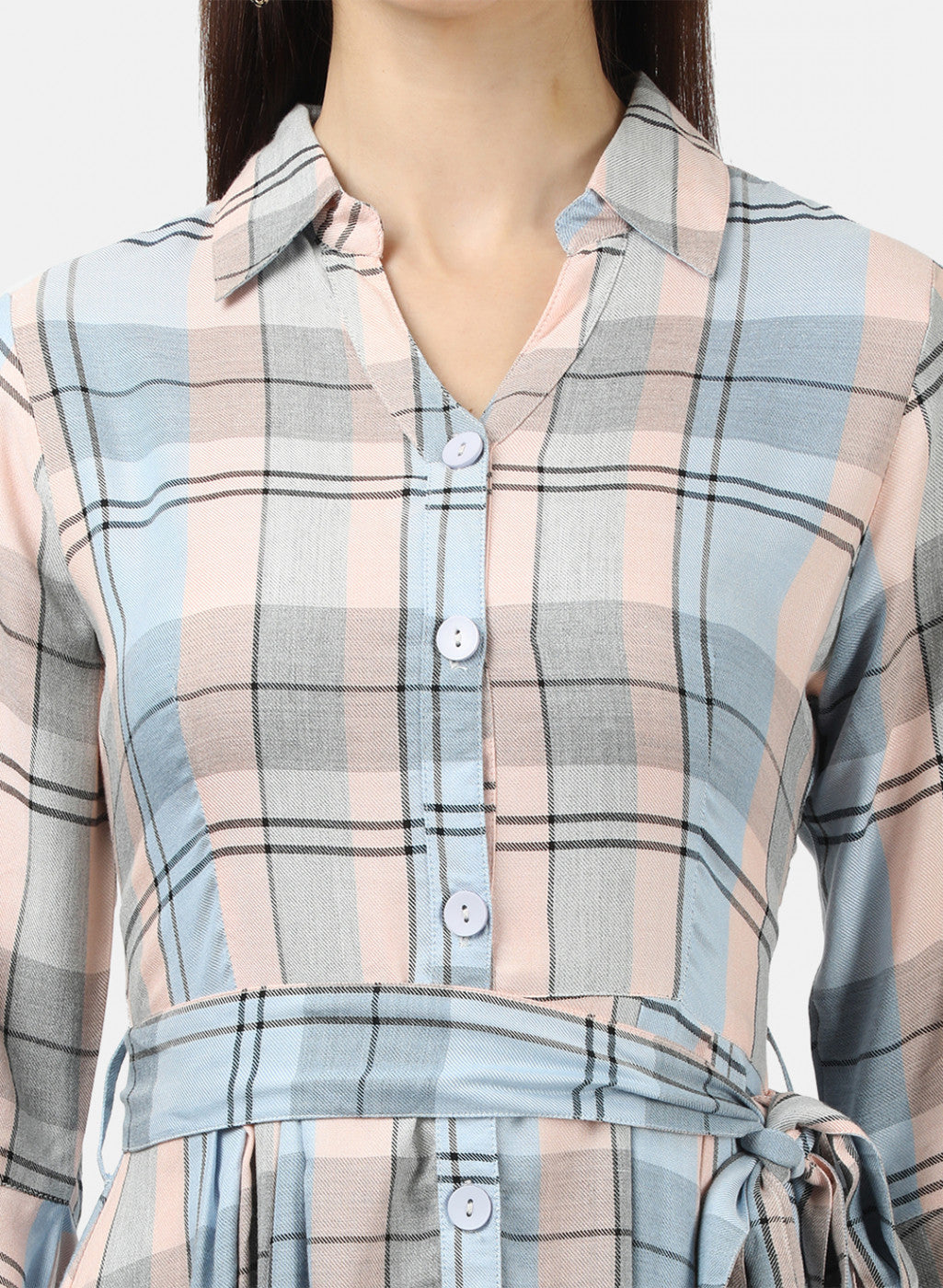 Womens Multi Color Check Dress