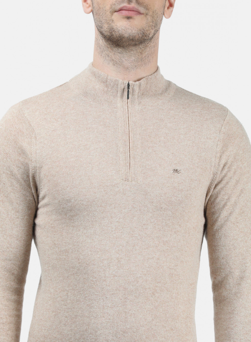 Men Beige Solid Pullover