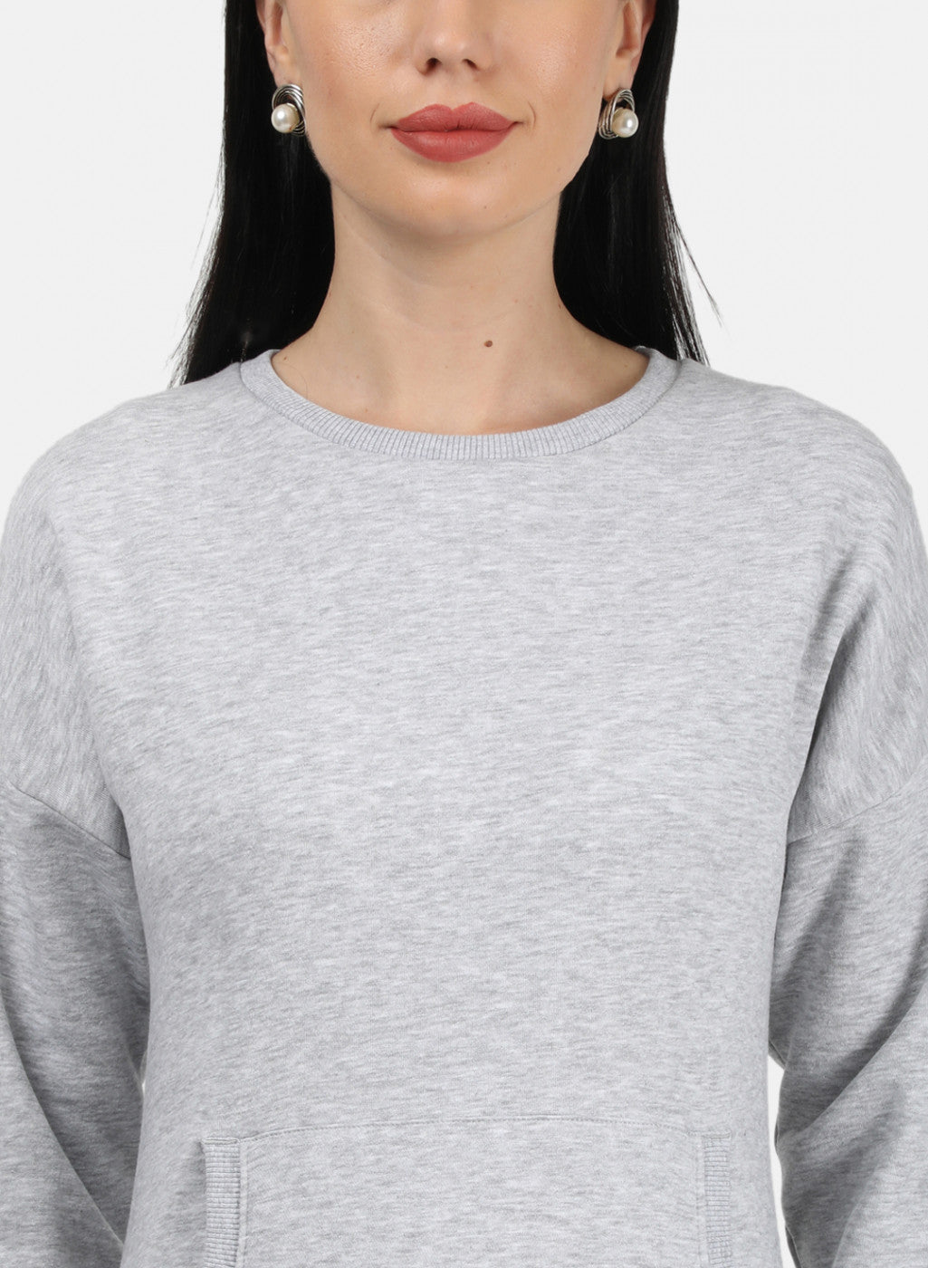 Women Grey Plain Sweatshirt