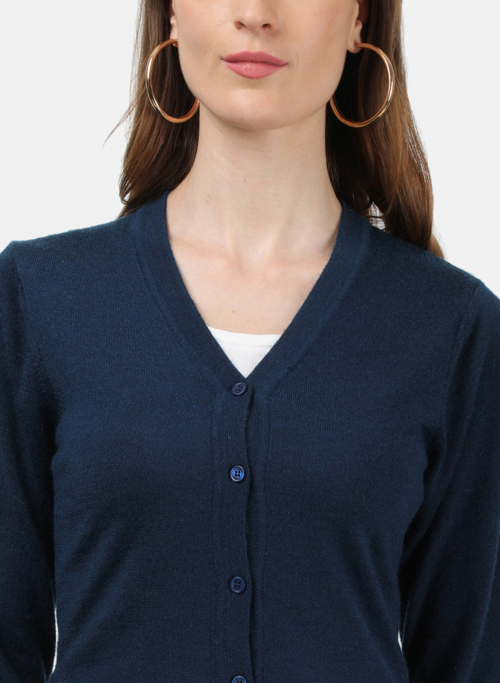 Women NAvy Blue Solid Cardigan