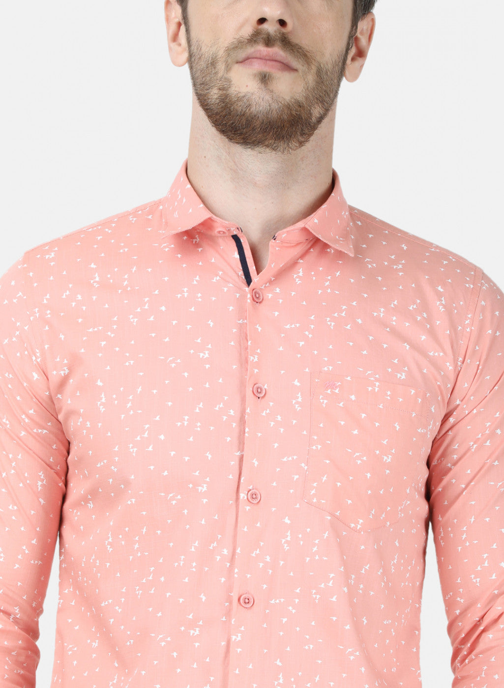 Mens Pink Printed Shirt