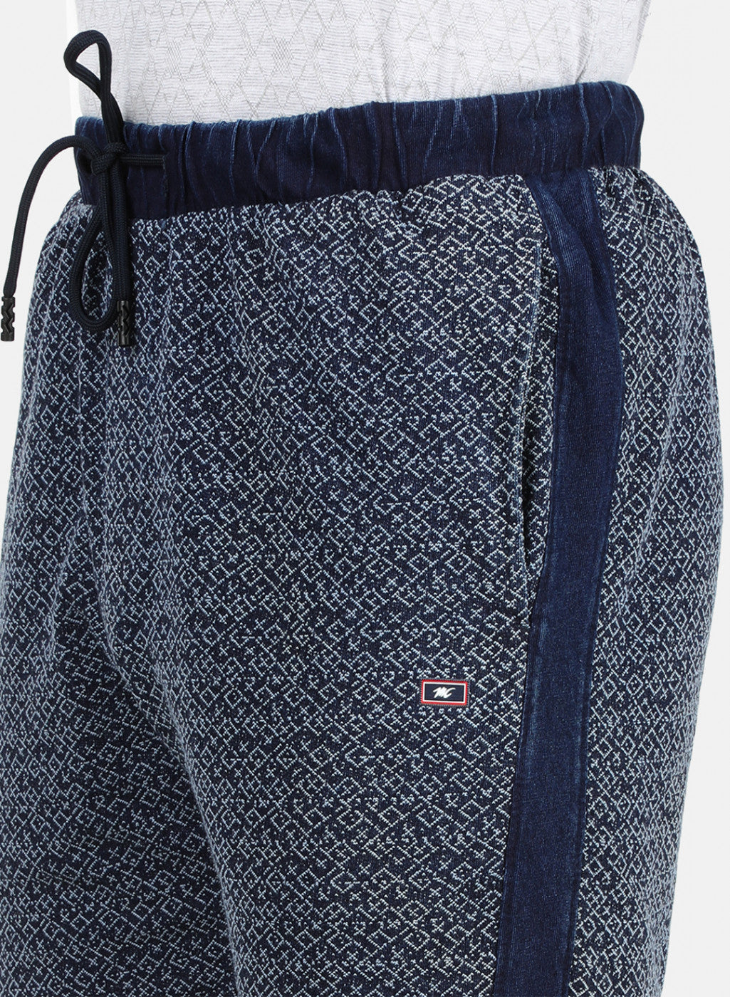 Mens Blue Self Design Bermuda