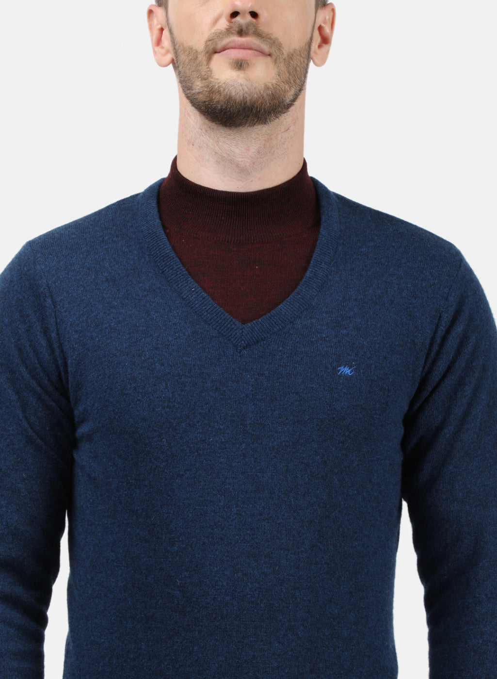 Men Blue Solid Pullover