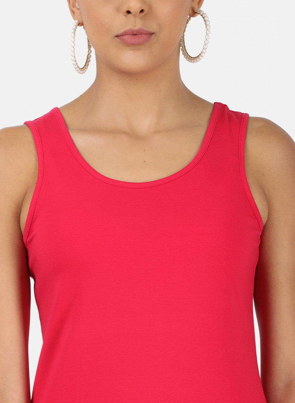 Womens Dark Pink Plain Spaghetti