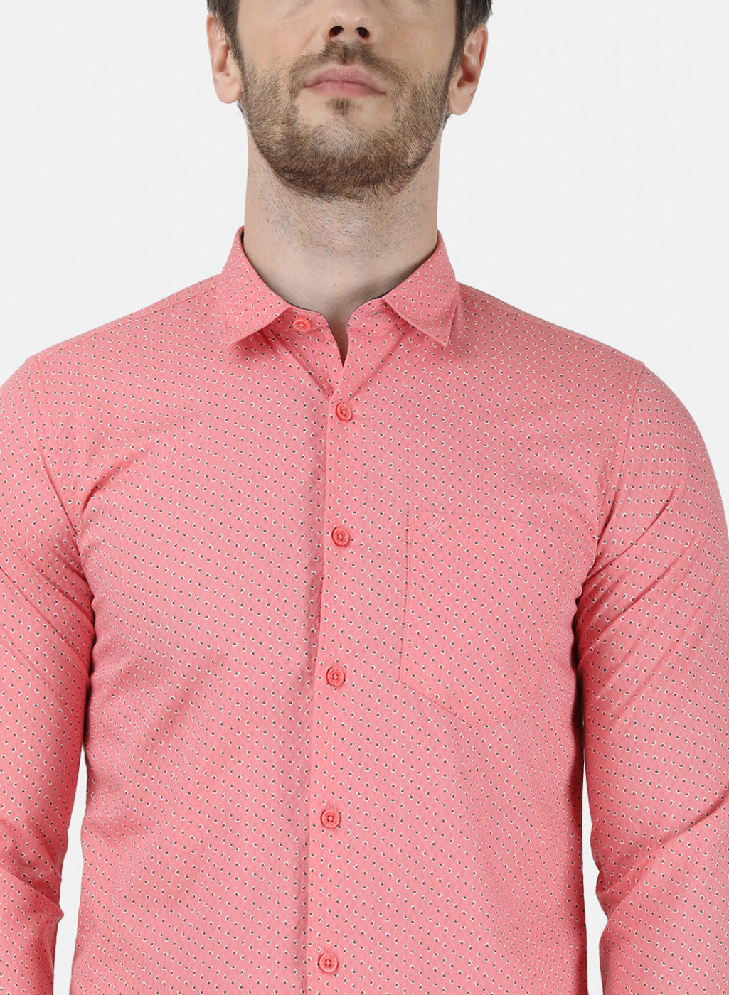 Mens Peach Printed Shirt