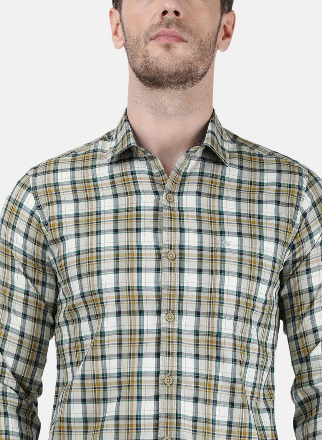 Mens Beige Check Shirt