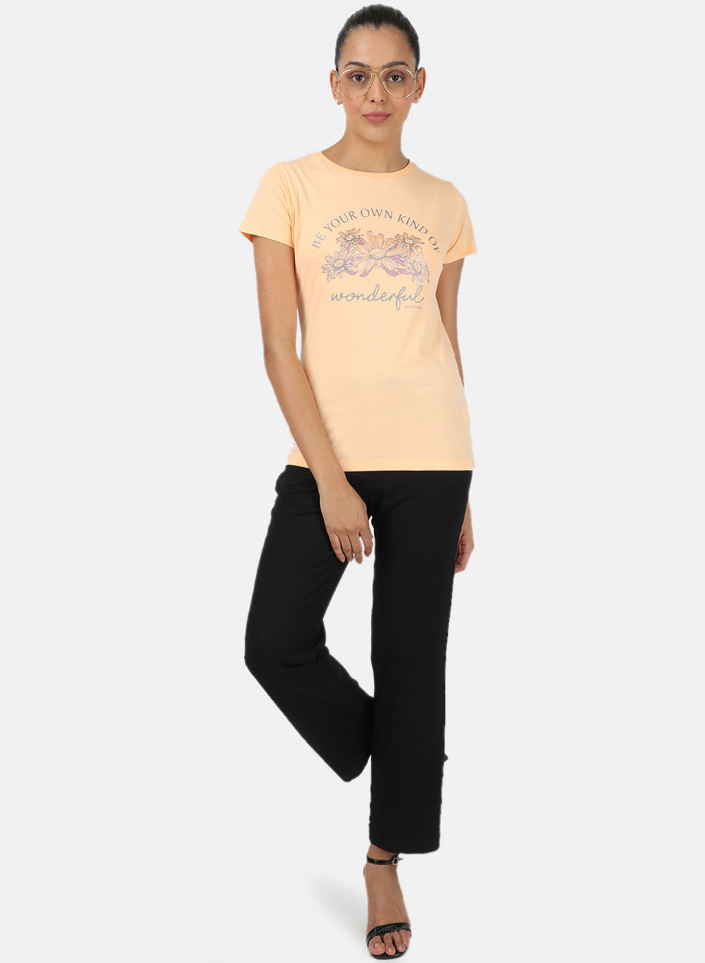 Womens Peach & Blue Printed Top 2Pc Set