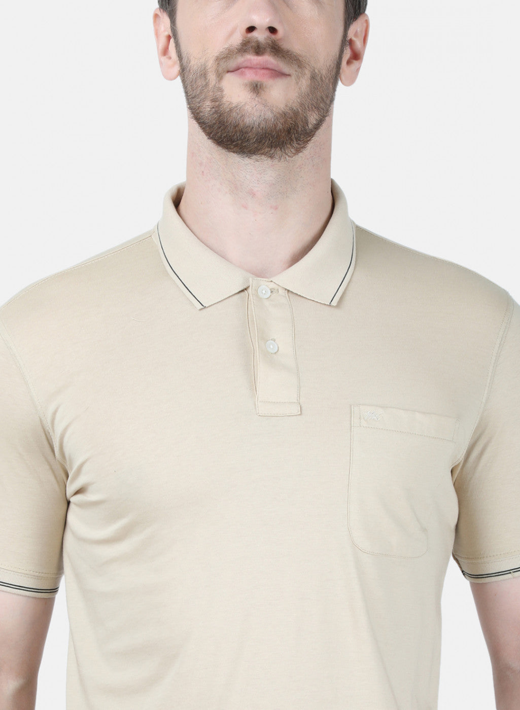 Mens Beige Plain T-Shirt