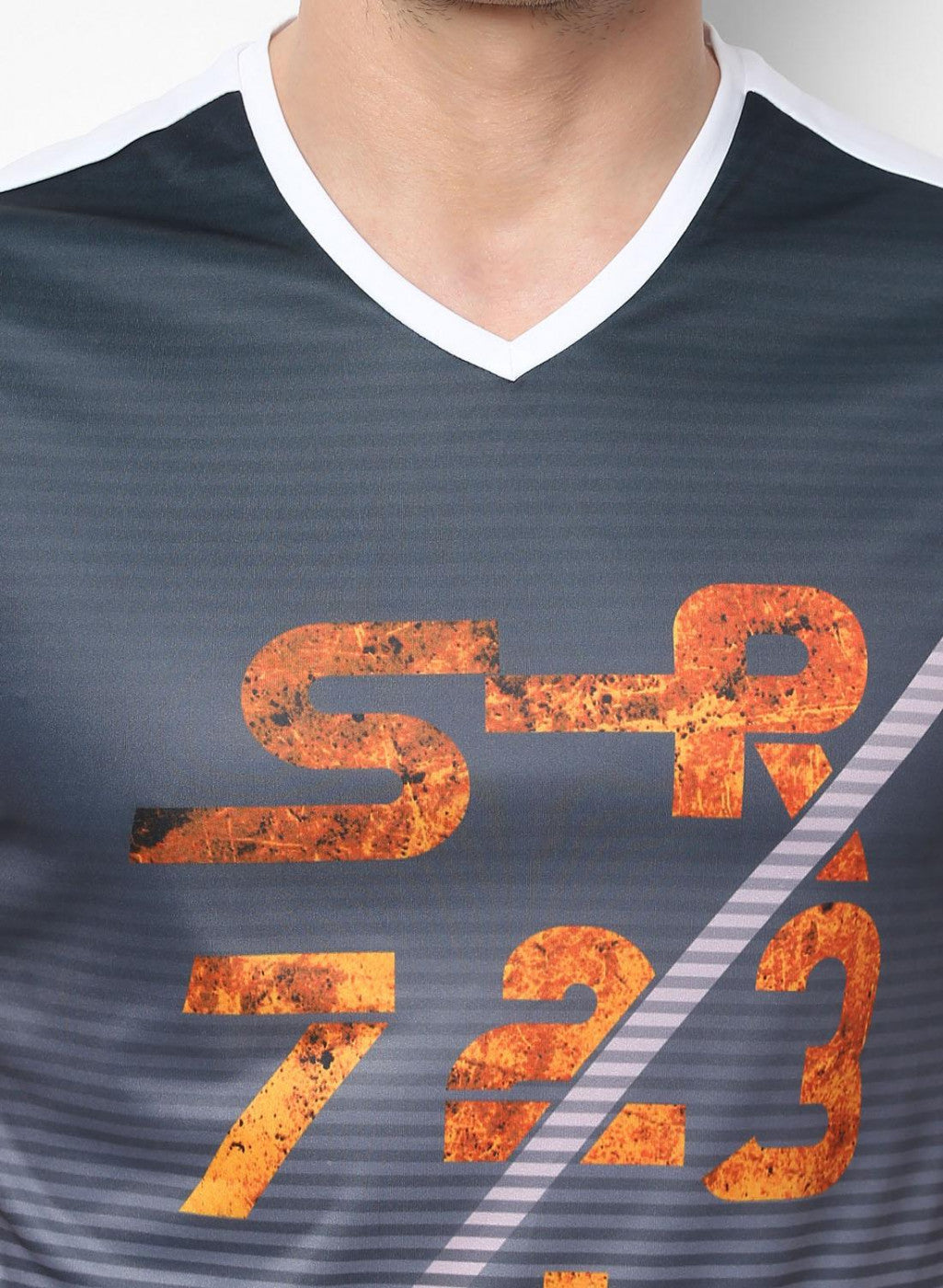 Rock.it Black Slim Fit Half Sleeve V Neck T-Shirt