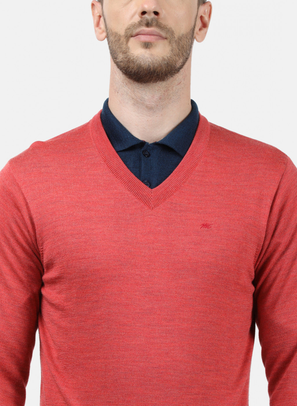 Men Light Red Solid Pullover