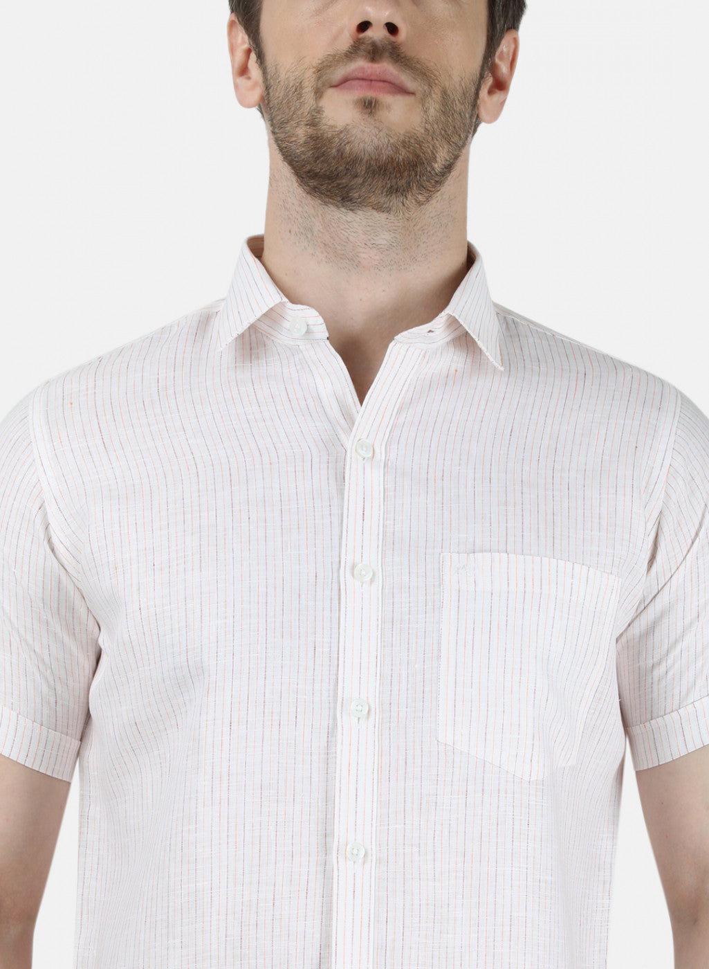 Mens Mustard Stripe Linen Shirt