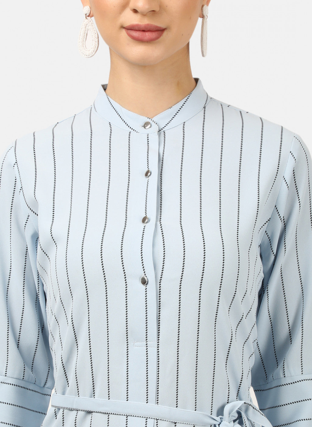 Womens Sky Blue Stripe Tunics