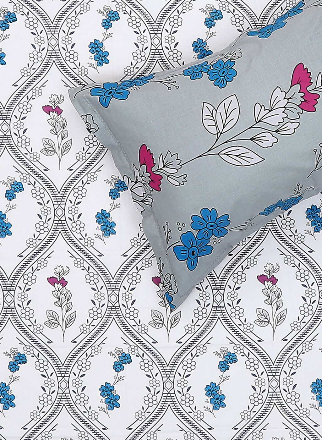 180TC Pure Cotton King Bedsheet with 2 Pillow Covers