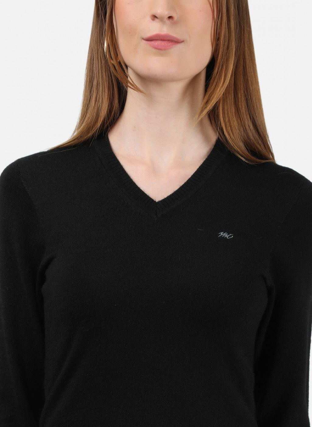 Women Black V Neck Top