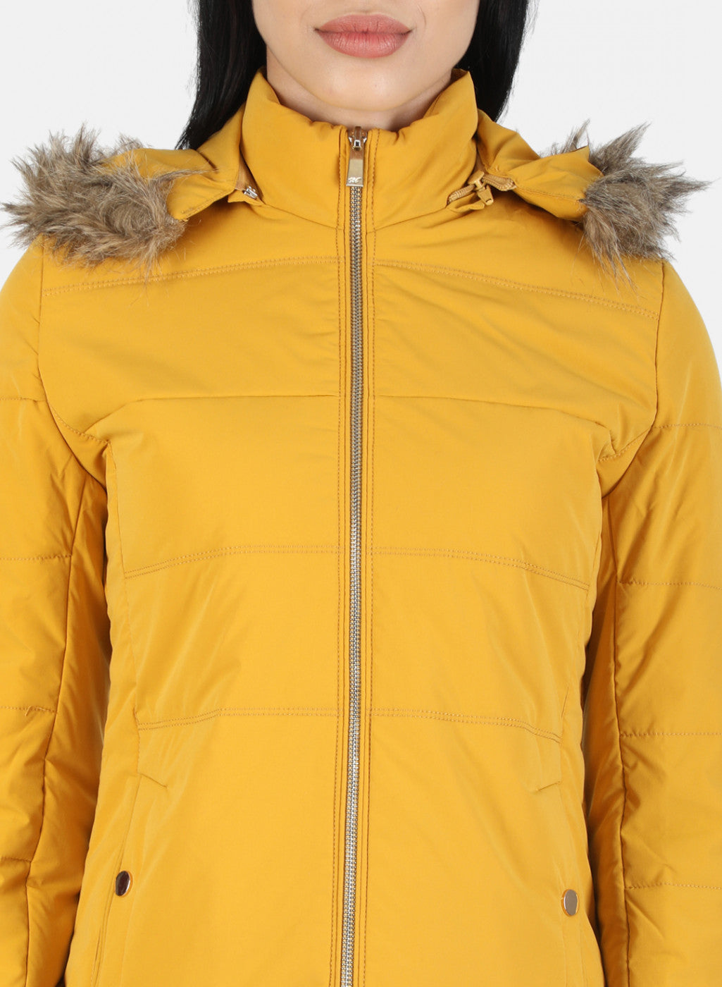 Women Mustard Plain Jacket