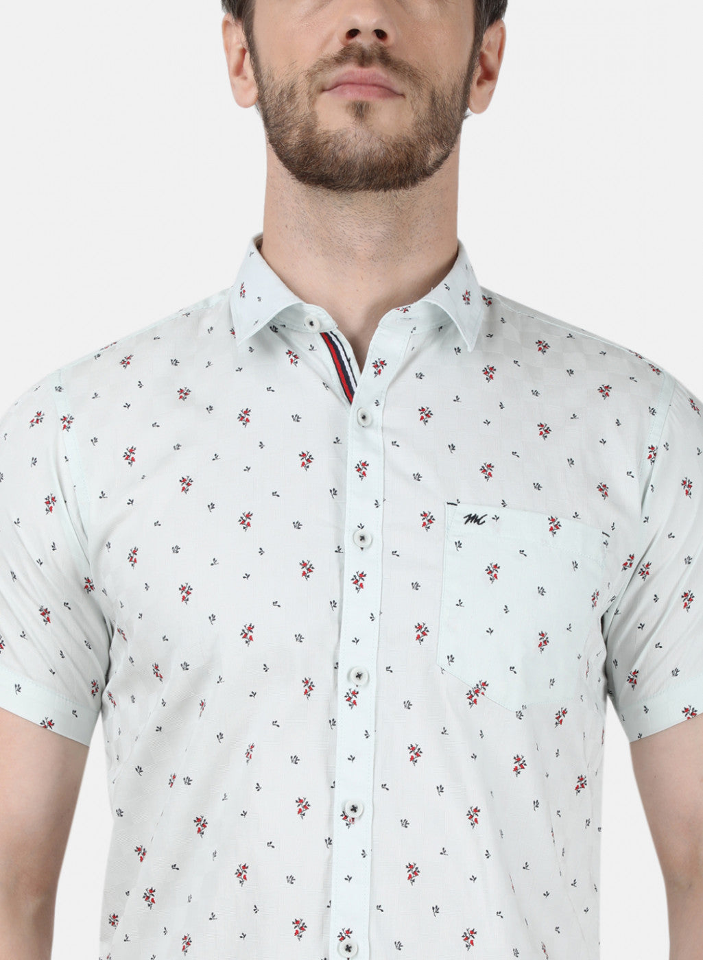 Mens Blue Printed Shirt