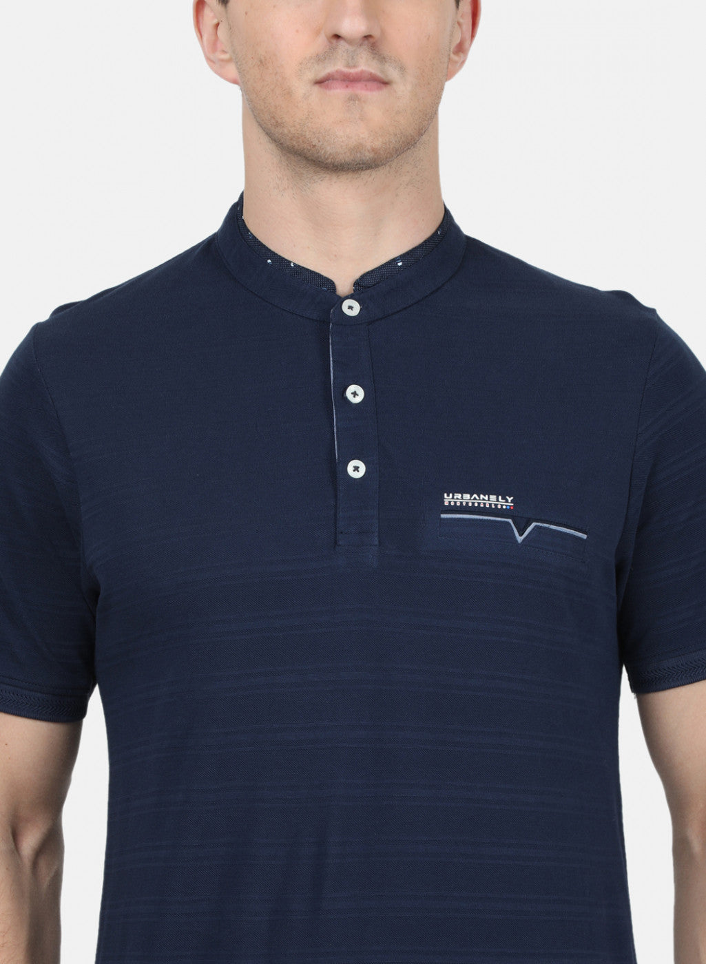 Mens Blue Jaquard T-Shirt