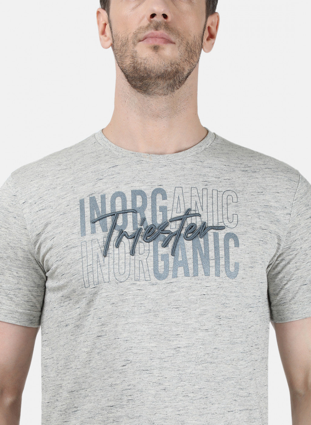 Mens Grey Printed T-Shirt