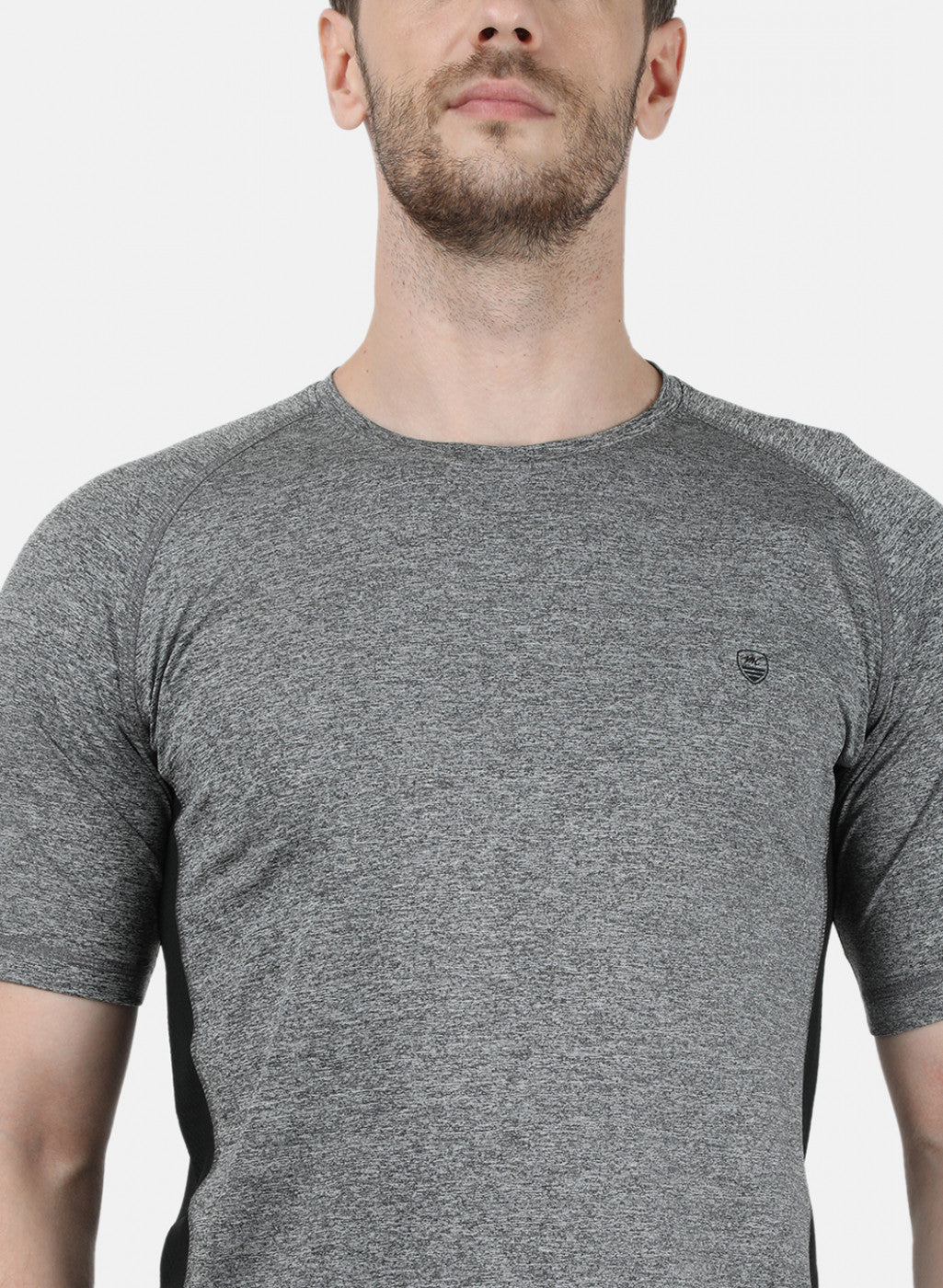 Mens Grey Printed Round Neck T-Shirts
