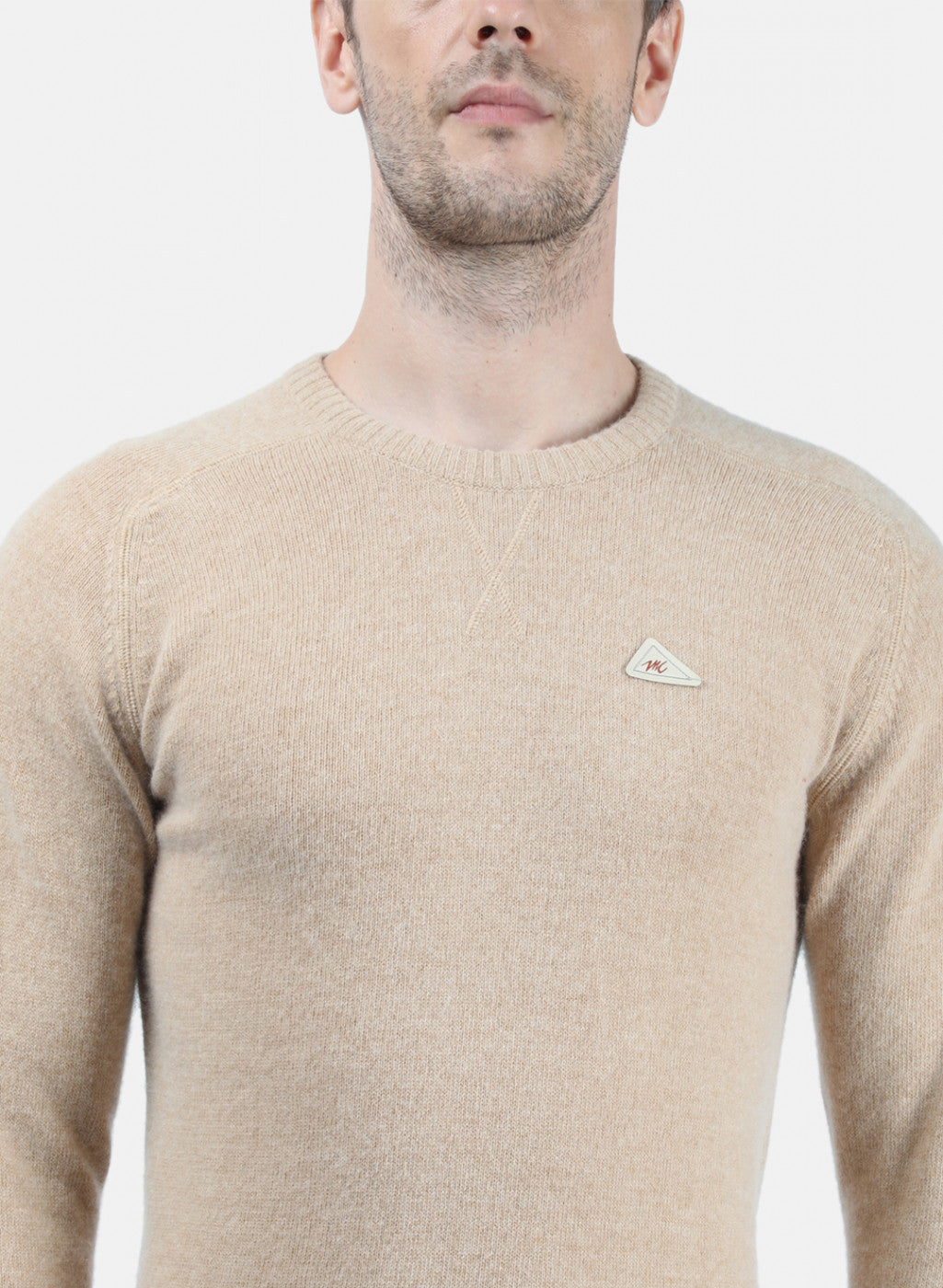 Men Beige Solid Pullover
