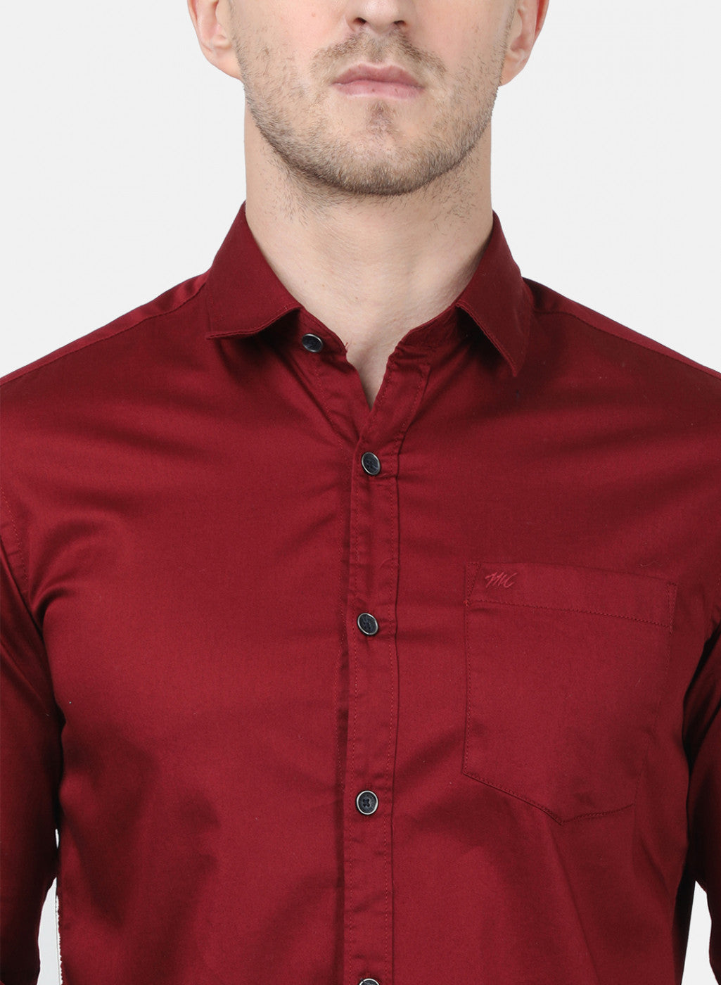 Mens Maroon Solid Shirts