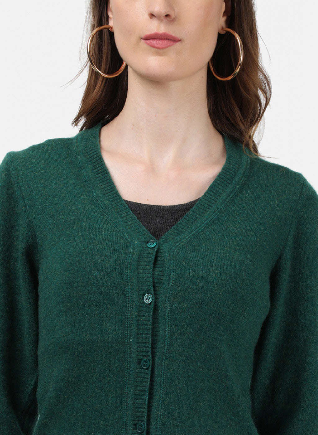 Women Green Solid Cardigan