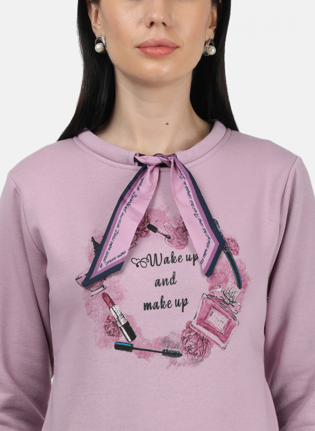 Women Purple Printed Sweatshirt