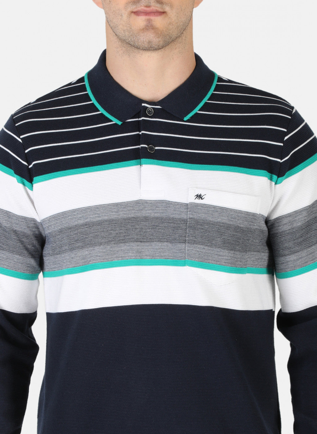 Men NAvy Blue Stripe T-Shirt