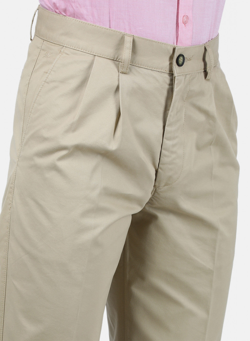 Mens Beige Regular Trouser