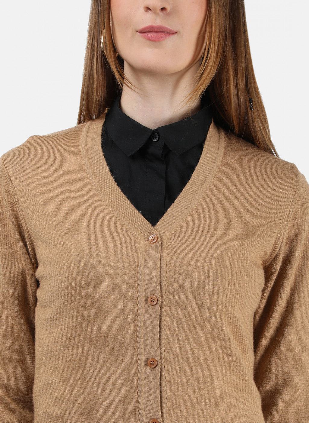 Women Brown Solid Cardigan