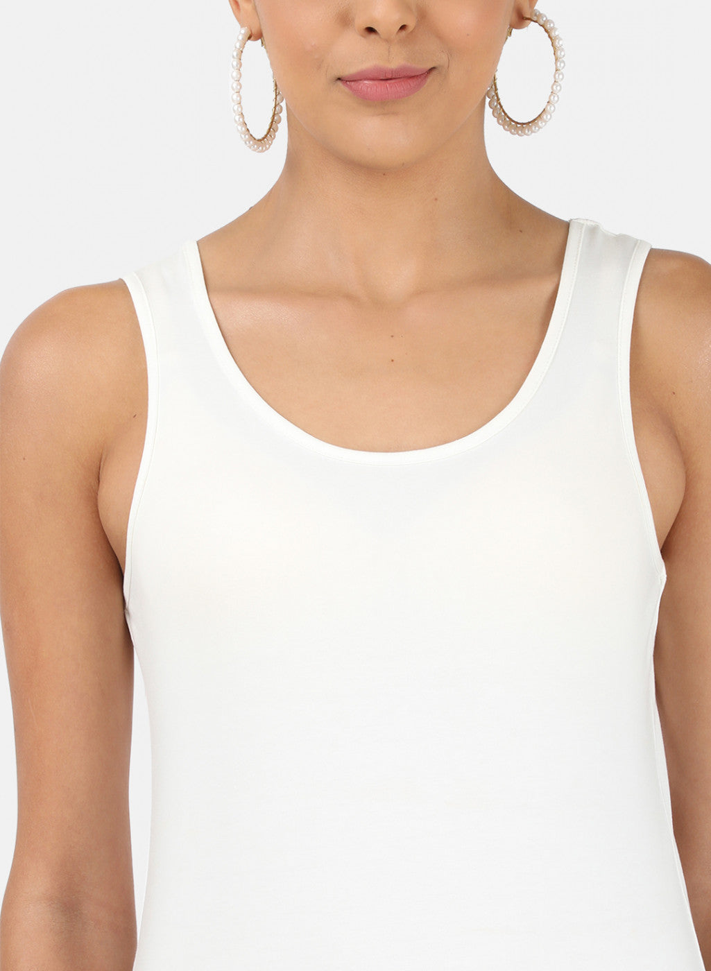 Womens Off White Plain Spaghetti