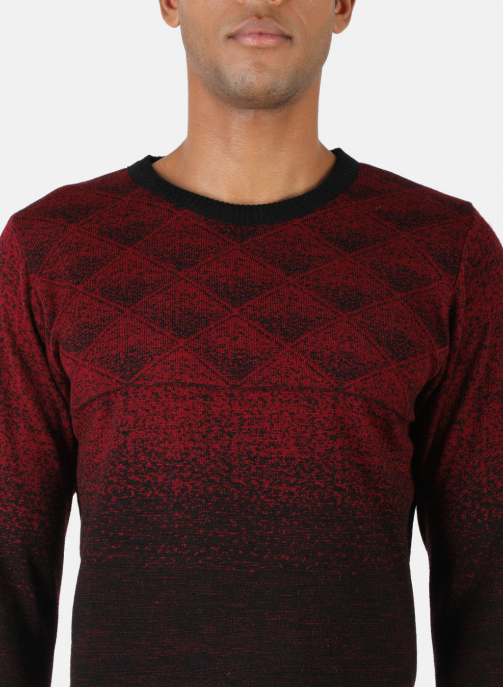 Men Maroon & Black Solid Pullover