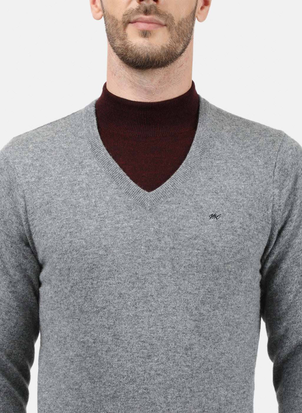 Men Grey Solid Pullover