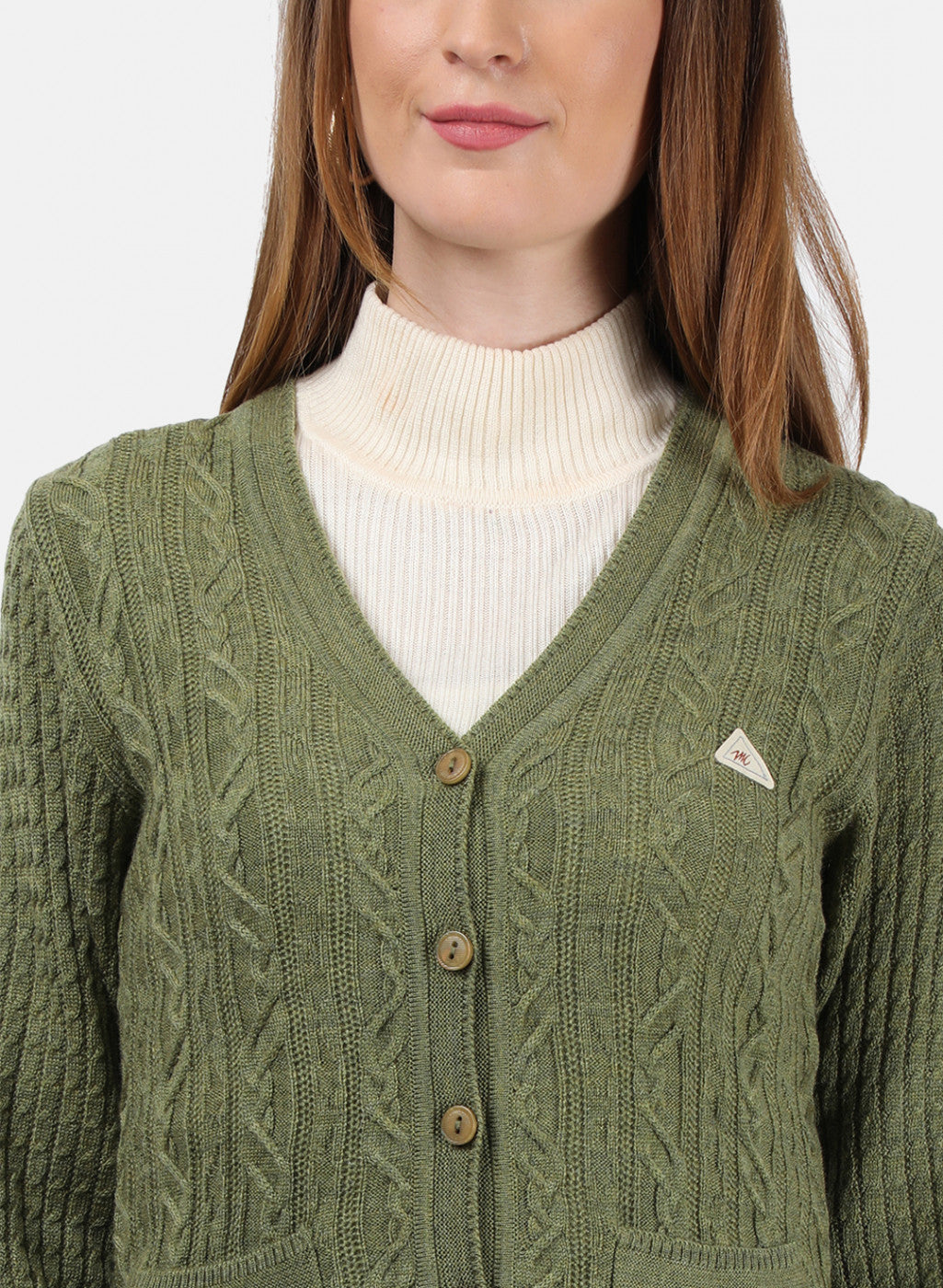 Women Olive Self Cardigan