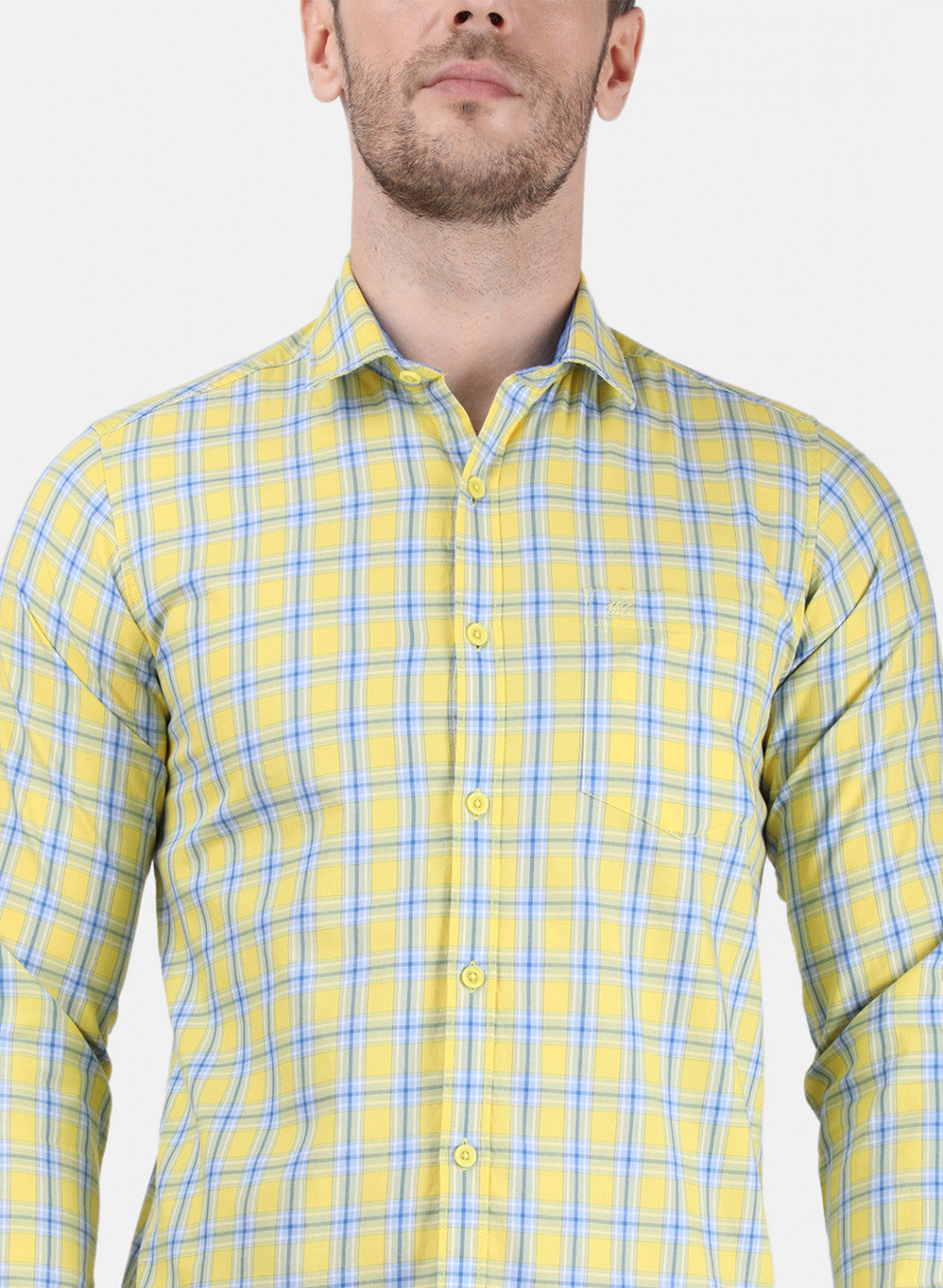 Mens Yellow Check Shirt