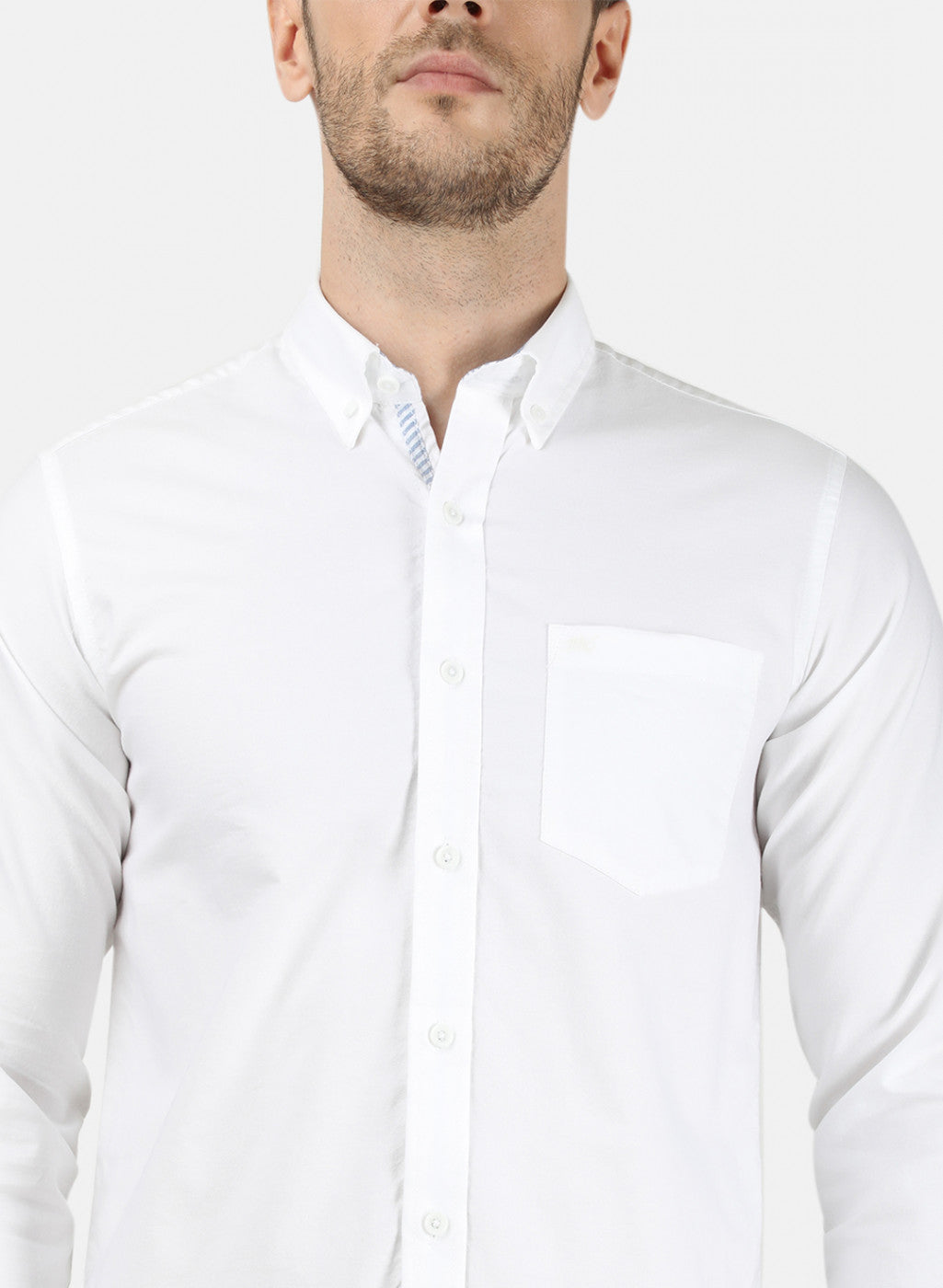 Mens White Solid Shirt