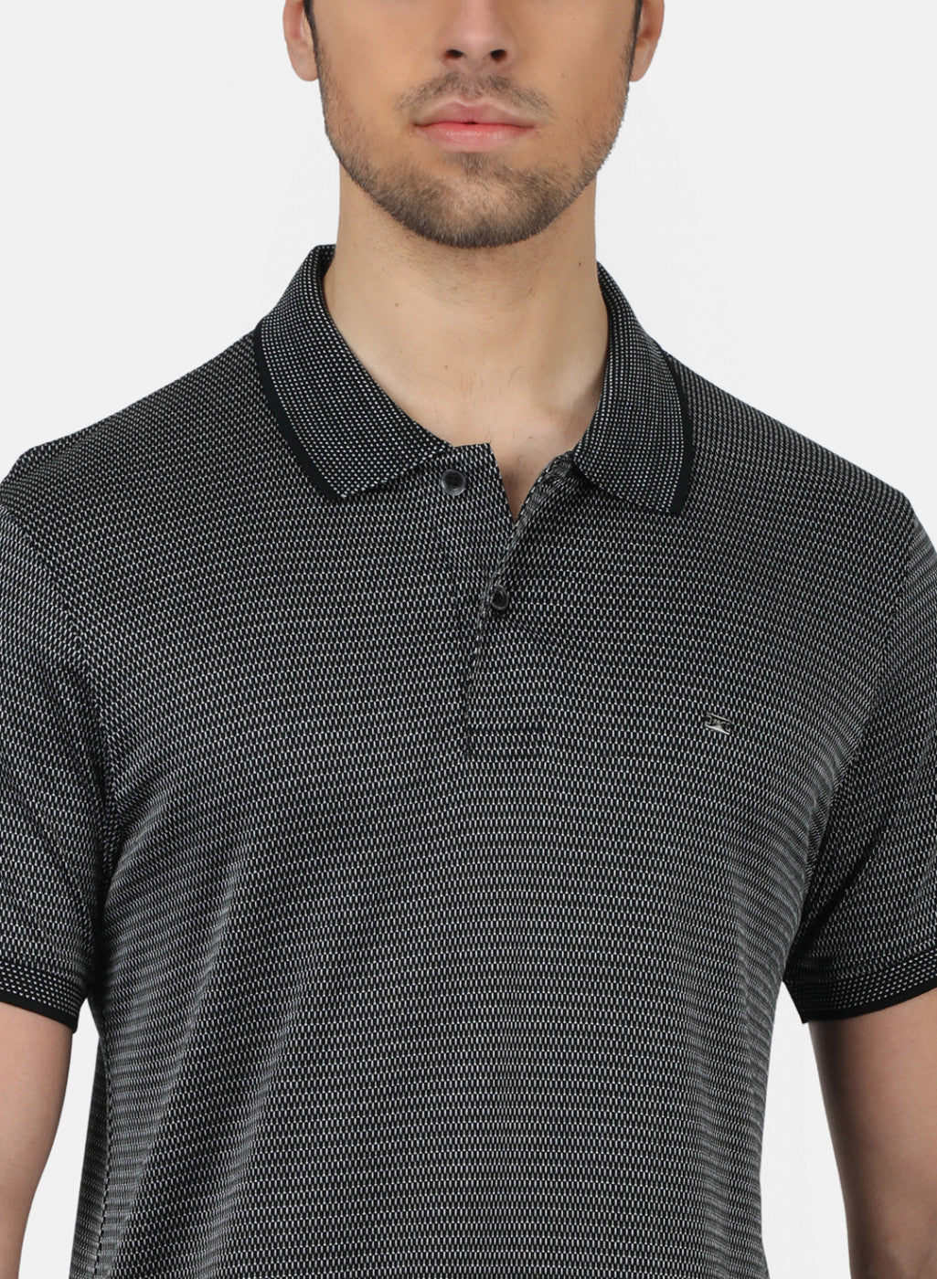 Men Black jacquard T-Shirts