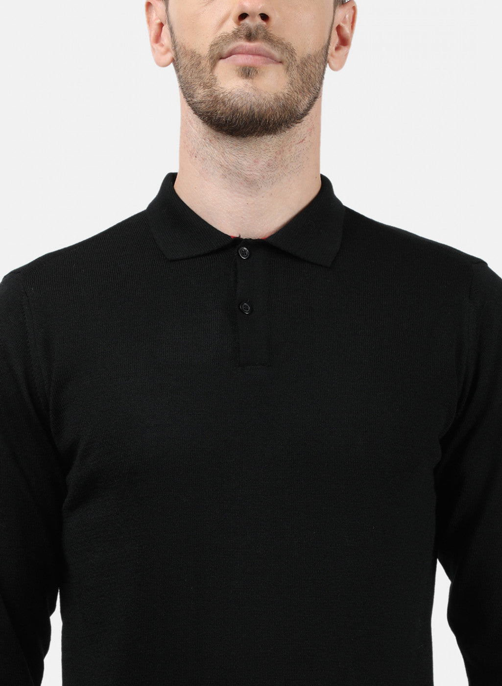 Men Black Collar T-Shirt