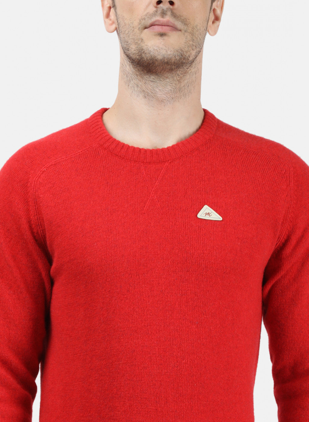 Men Red Solid Pullover