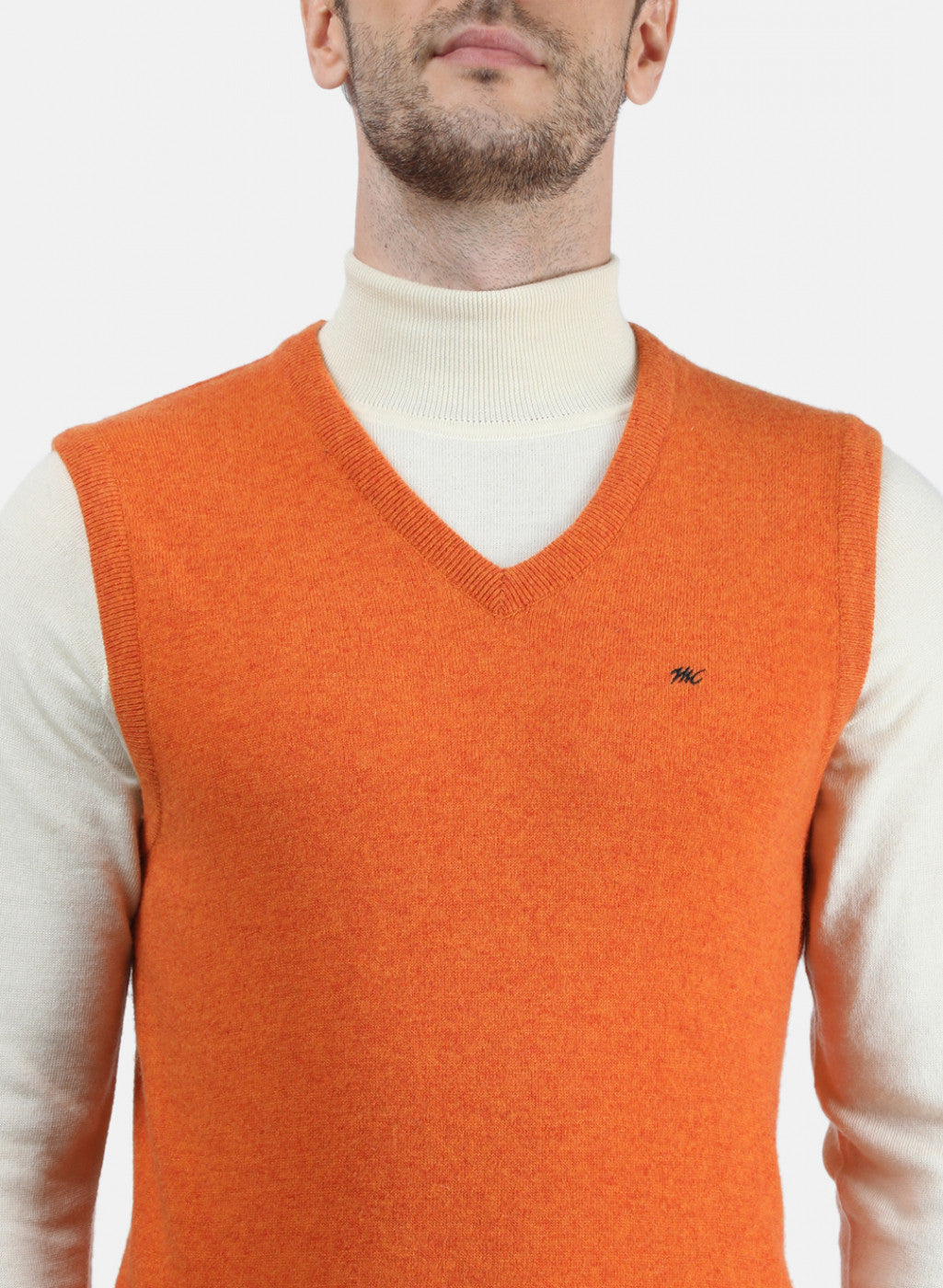 Men Orange Solid Sweater